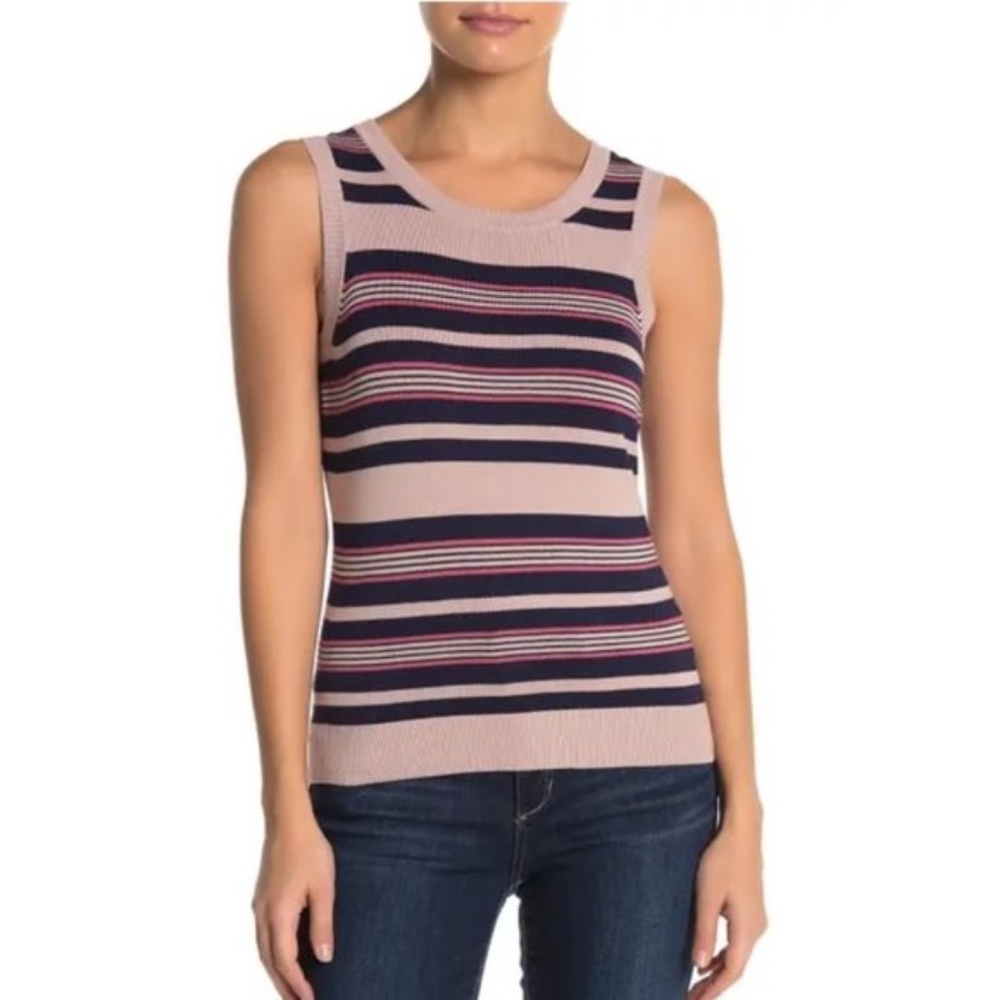 Halogen Stripe Crew Neck Knit Tank Top